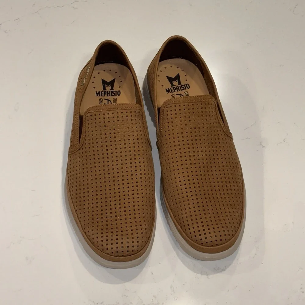 MEPHISTO TIAGO SPORTBUCK CASUAL BROWN SHOES SLIP-ON LOAFERS MEN'S 10.5 EUC $289